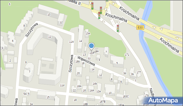 Lublin, Wąwozowa, 11A, mapa Lublina