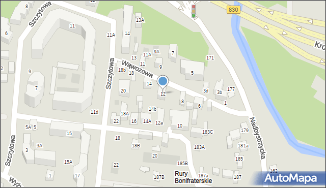 Lublin, Wąwozowa, 12, mapa Lublina