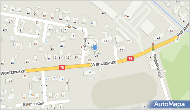 Łuków, Warszawska, 26a, mapa Łuków