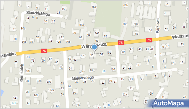 Łuków, Warszawska, 55a, mapa Łuków