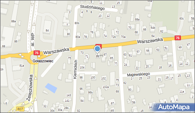 Łuków, Warszawska, 69, mapa Łuków
