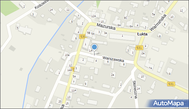 Łukta, Warszawska, 1, mapa Łukta