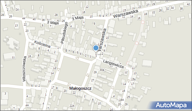 Małogoszcz, Warszawska, 1, mapa Małogoszcz