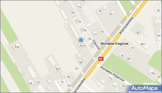 Michałów-Reginów, Warszawska, 71, mapa Michałów-Reginów
