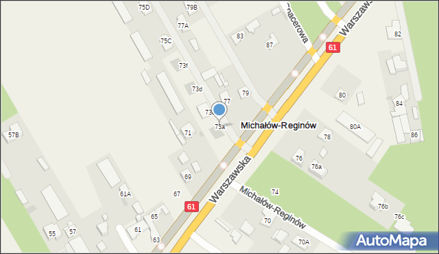 Michałów-Reginów, Warszawska, 73a, mapa Michałów-Reginów