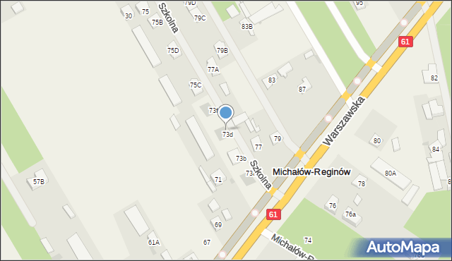 Michałów-Reginów, Warszawska, 73e, mapa Michałów-Reginów