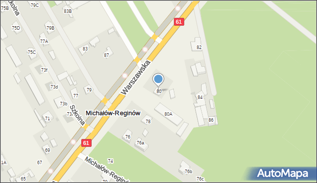 Michałów-Reginów, Warszawska, 80, mapa Michałów-Reginów