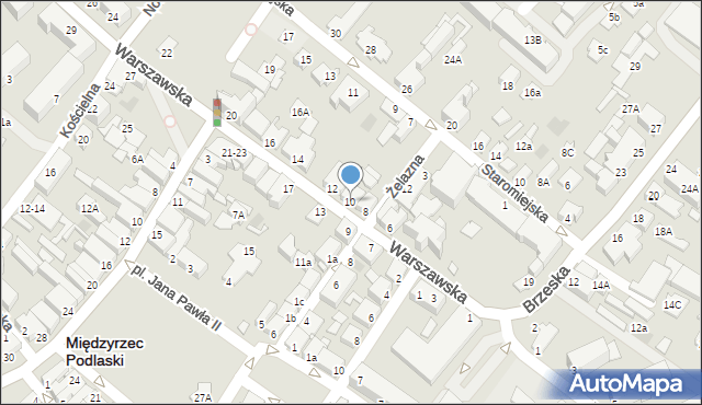 Międzyrzec Podlaski, Warszawska, 10, mapa Międzyrzec Podlaski