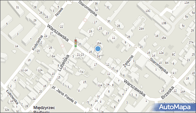Międzyrzec Podlaski, Warszawska, 14, mapa Międzyrzec Podlaski