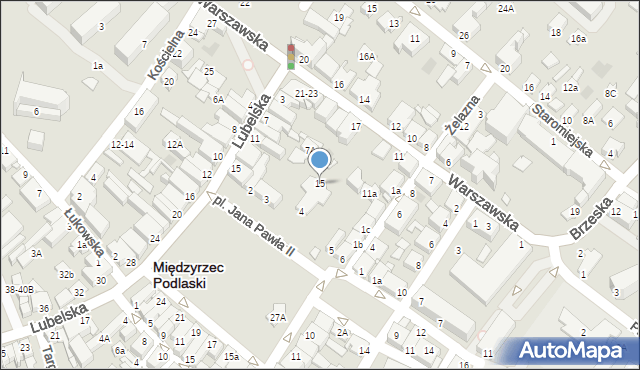 Międzyrzec Podlaski, Warszawska, 15, mapa Międzyrzec Podlaski