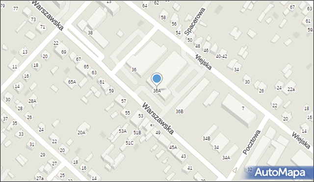 Międzyrzec Podlaski, Warszawska, 36A, mapa Międzyrzec Podlaski