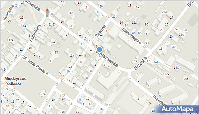Międzyrzec Podlaski, Warszawska, 5, mapa Międzyrzec Podlaski