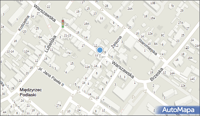 Międzyrzec Podlaski, Warszawska, 9, mapa Międzyrzec Podlaski