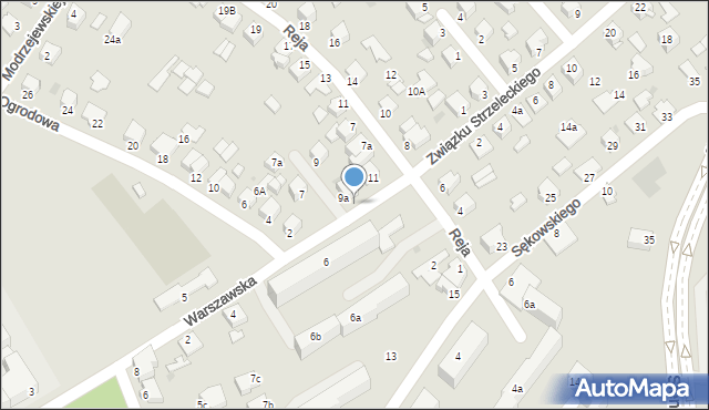 Mielec, Warszawska, 11a, mapa Mielca