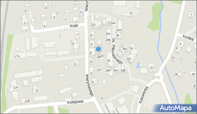 Mikołów, Waryńskiego Ludwika, 14A, mapa Mikołów