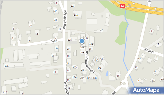 Mikołów, Waryńskiego Ludwika, 26A, mapa Mikołów