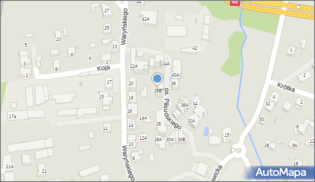 Mikołów, Waryńskiego Ludwika, 26B, mapa Mikołów