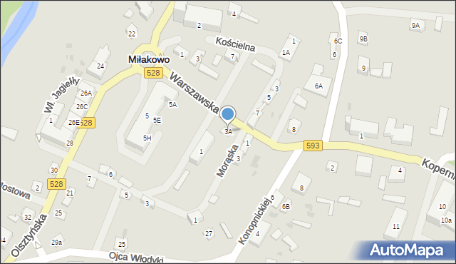 Miłakowo, Warszawska, 3A, mapa Miłakowo
