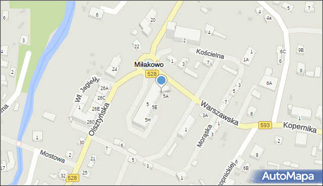 Miłakowo, Warszawska, 5B, mapa Miłakowo