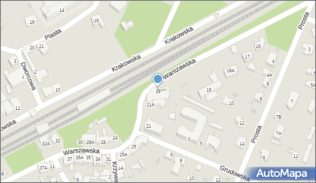 Milanówek, Warszawska, 19, mapa Milanówek