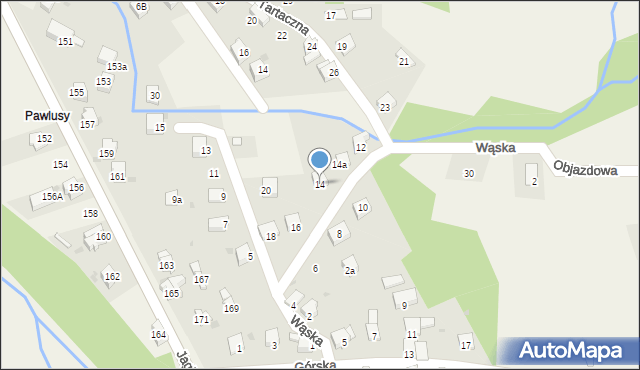 Milówka, Wąska, 14, mapa Milówka