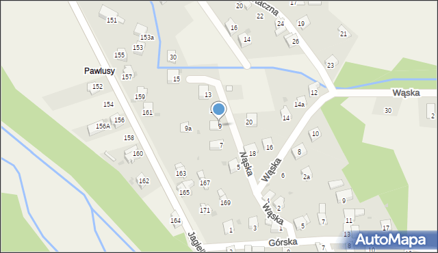 Milówka, Wąska, 9, mapa Milówka