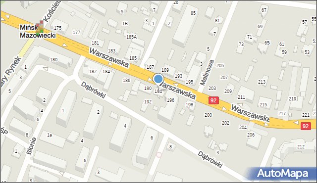 Mińsk Mazowiecki, Warszawska, 194, mapa Mińsk Mazowiecki