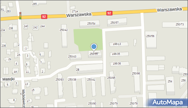 Mińsk Mazowiecki, Warszawska, 250/55, mapa Mińsk Mazowiecki