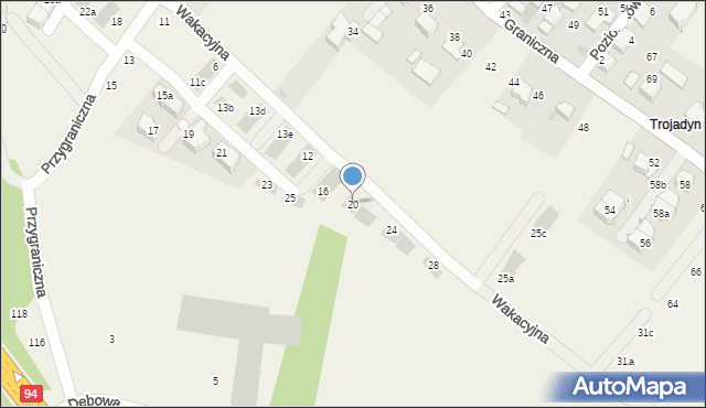 Modlnica, Wakacyjna, 20, mapa Modlnica