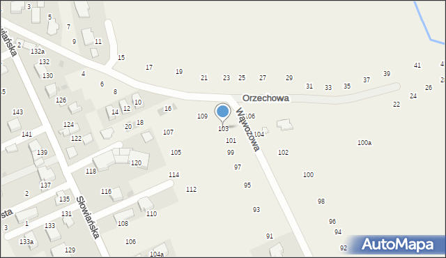 Modlniczka, Wąwozowa, 103, mapa Modlniczka