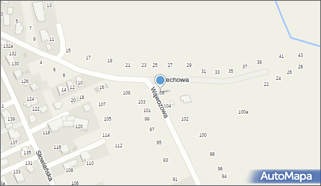 Modlniczka, Wąwozowa, 106, mapa Modlniczka