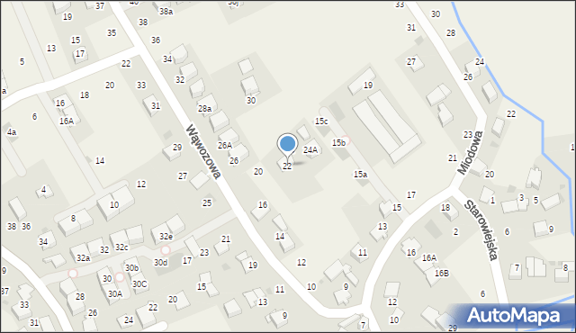 Modlniczka, Wąwozowa, 22, mapa Modlniczka