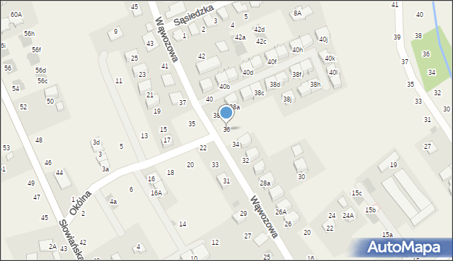 Modlniczka, Wąwozowa, 36, mapa Modlniczka