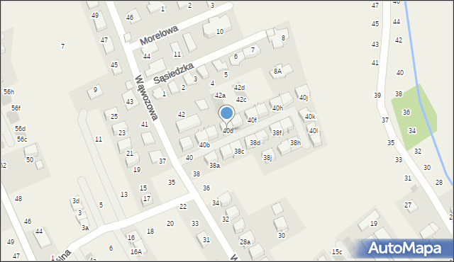 Modlniczka, Wąwozowa, 40d, mapa Modlniczka