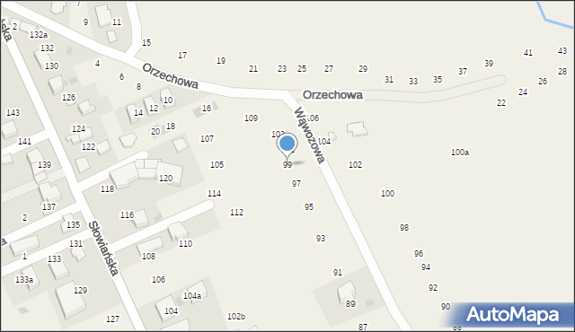 Modlniczka, Wąwozowa, 99, mapa Modlniczka