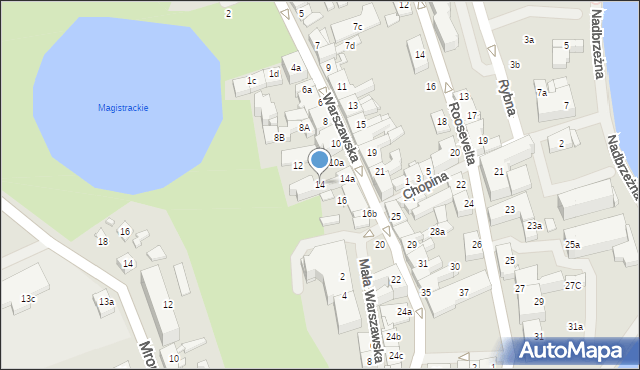 Mrągowo, Warszawska, 14, mapa Mrągowo