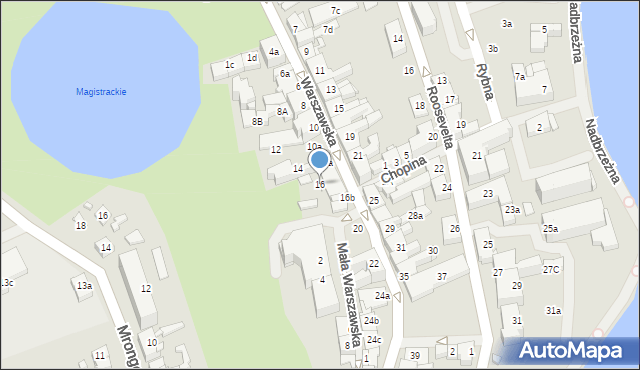 Mrągowo, Warszawska, 16, mapa Mrągowo