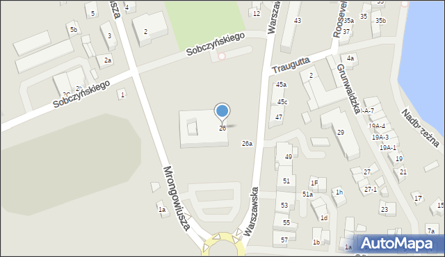 Mrągowo, Warszawska, 26, mapa Mrągowo