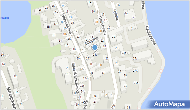 Mrągowo, Warszawska, 28a, mapa Mrągowo