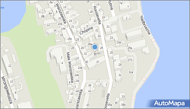 Mrągowo, Warszawska, 30, mapa Mrągowo