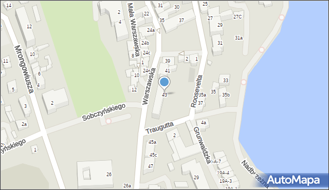 Mrągowo, Warszawska, 43, mapa Mrągowo