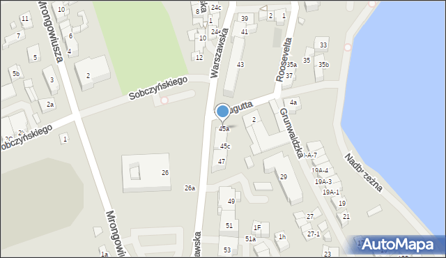 Mrągowo, Warszawska, 45a, mapa Mrągowo