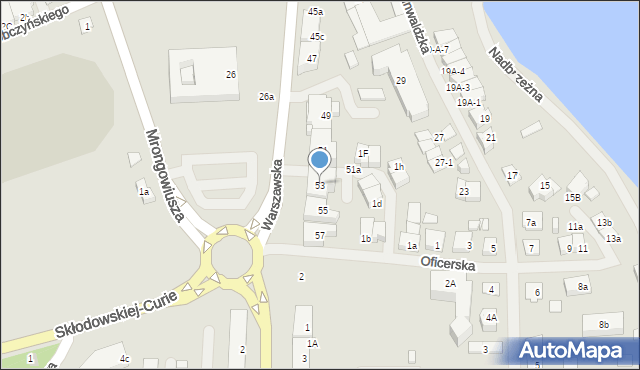 Mrągowo, Warszawska, 53, mapa Mrągowo