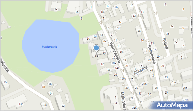 Mrągowo, Warszawska, 8B, mapa Mrągowo