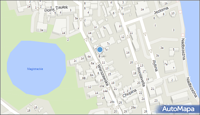 Mrągowo, Warszawska, 9b, mapa Mrągowo