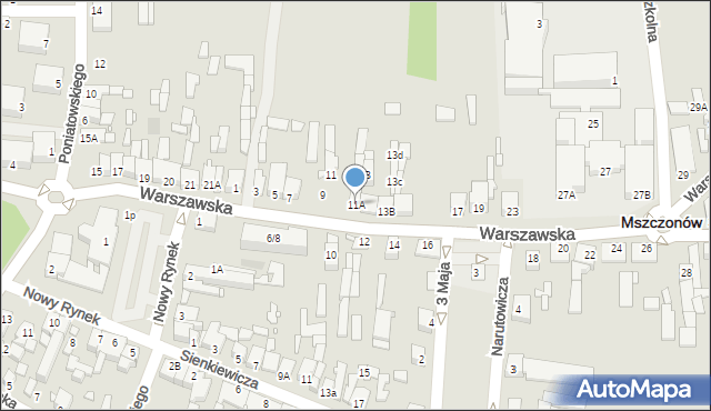 Mszczonów, Warszawska, 11A, mapa Mszczonów