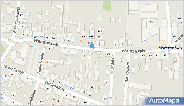 Mszczonów, Warszawska, 12, mapa Mszczonów
