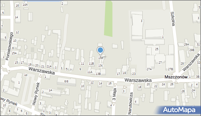 Mszczonów, Warszawska, 13d, mapa Mszczonów
