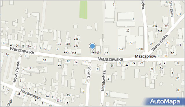 Mszczonów, Warszawska, 17, mapa Mszczonów
