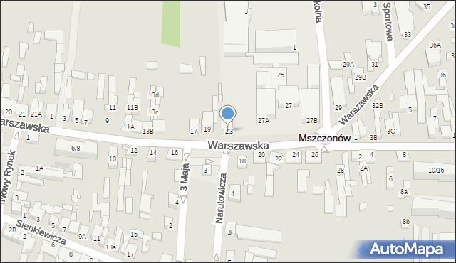 Mszczonów, Warszawska, 23, mapa Mszczonów